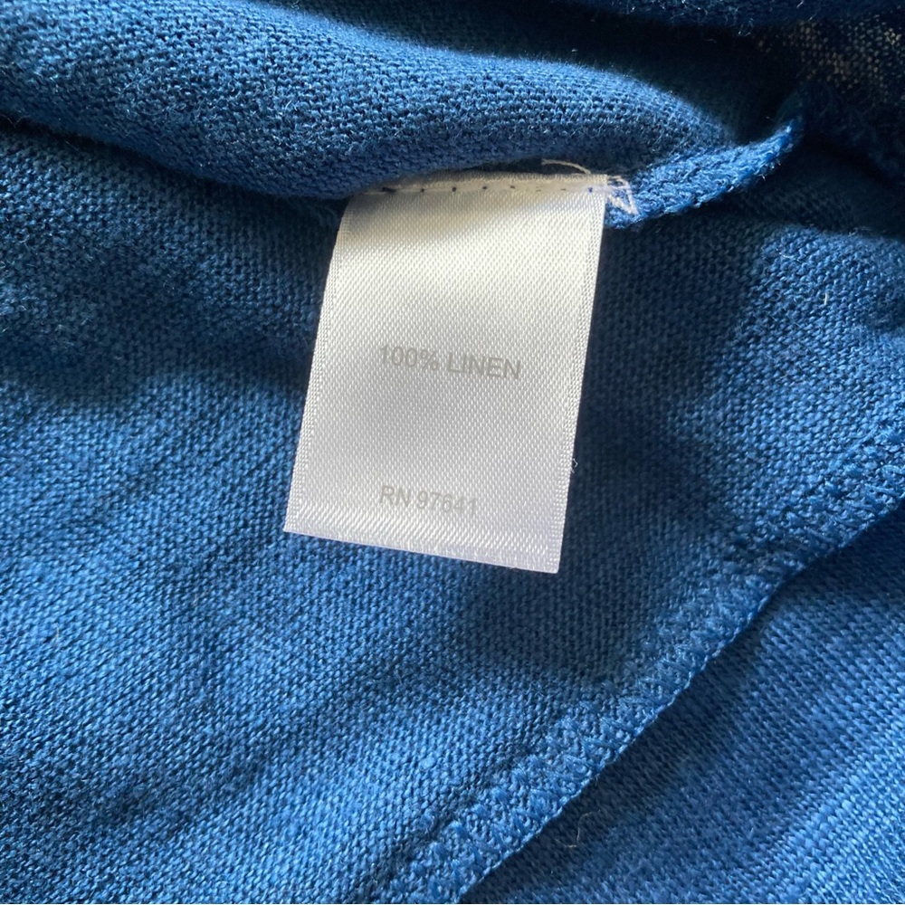 J.Jill Love Linen Twist Front Tank Top Small 100% Linen Blue Coastal Classic - Picture 4 of 6